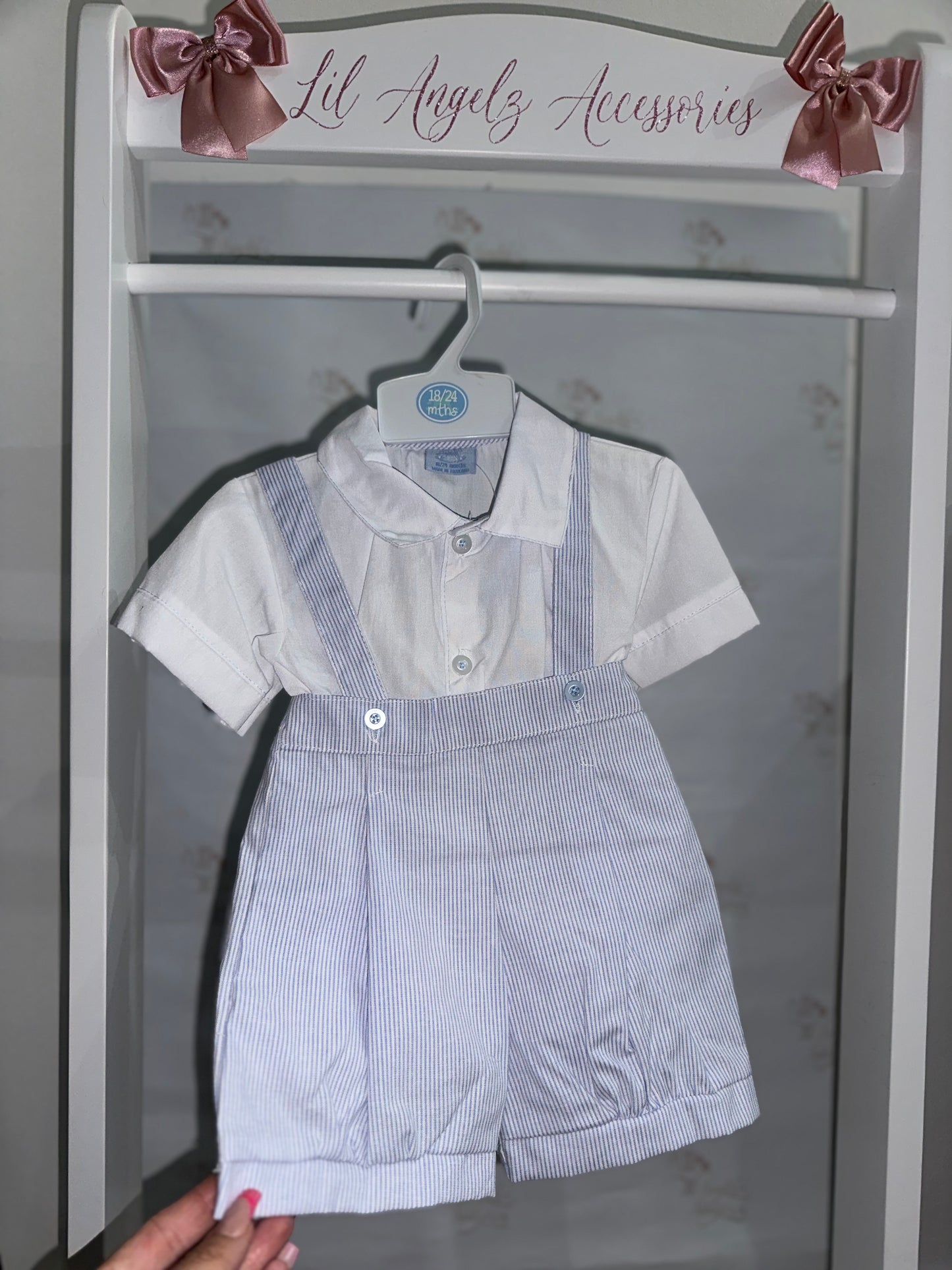 Stripe Dungaree and Shirt set